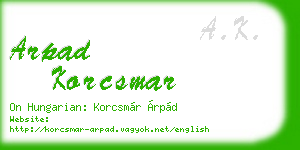 arpad korcsmar business card